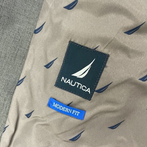 NEW Nautica Mens 48R Modern Fit Grey Blazer Jacket Polyester Blend 2-Button - Picture 4 of 9